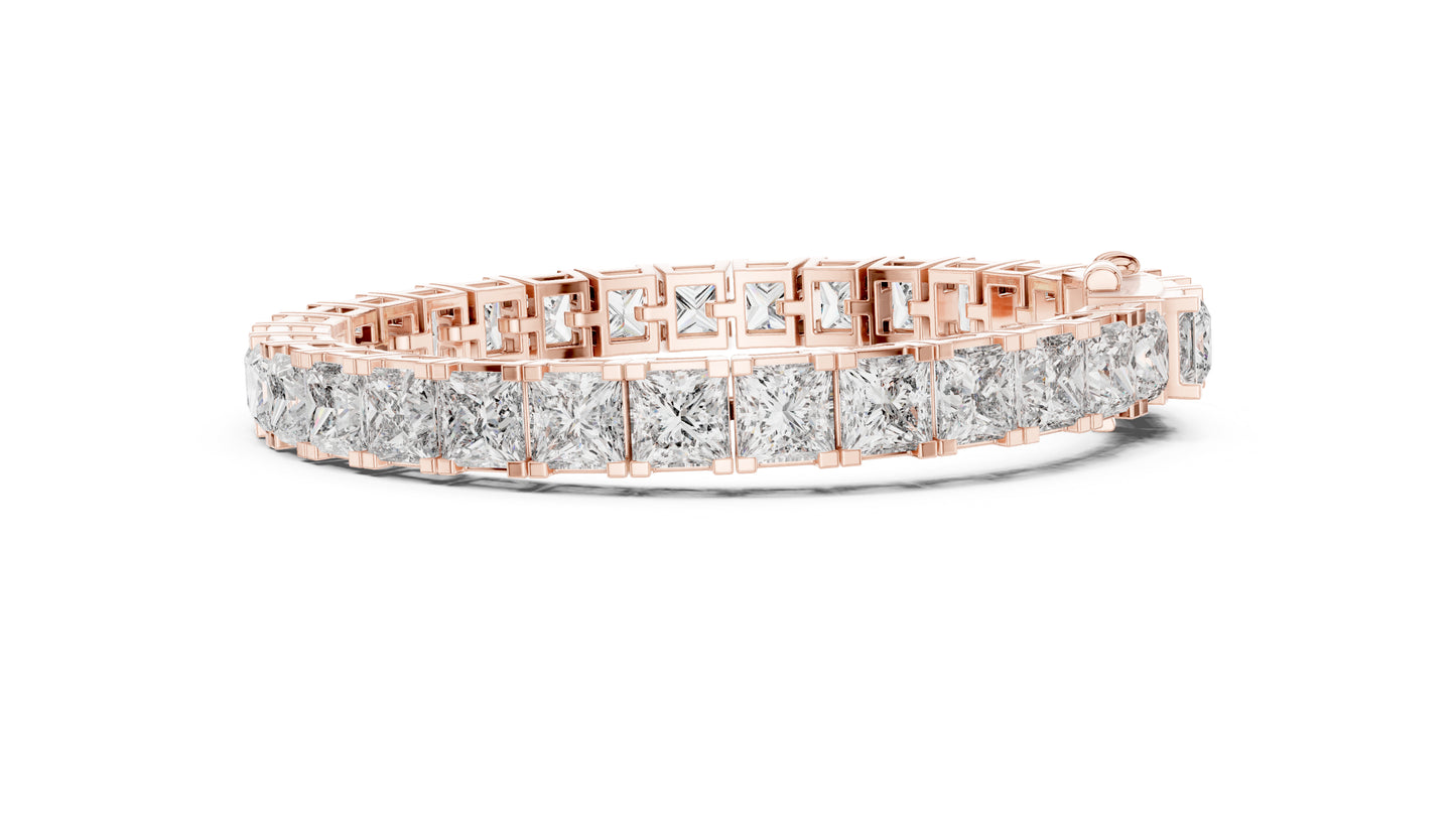 18k Yellow Gold Princess Lab-Grown Diamond Party Wear Bracelet for Women | Pure Carat