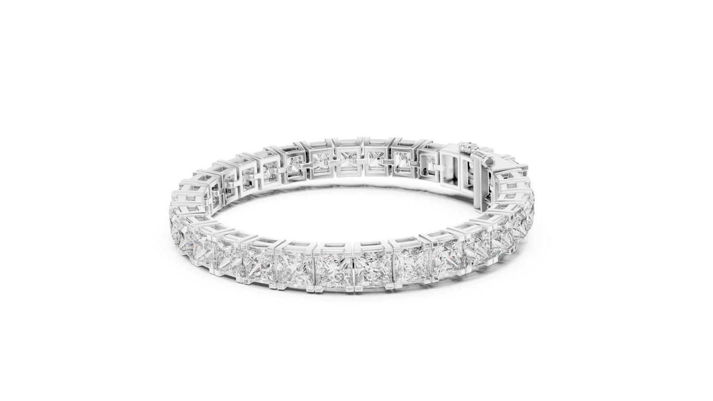 18k Yellow Gold Princess Lab-Grown Diamond Party Wear Bracelet for Women | Pure Carat