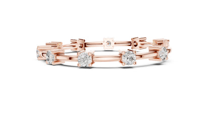 18k Rose Gold Round Lab-Grown Diamond Bridal Bracelet for Women | Pure Carat