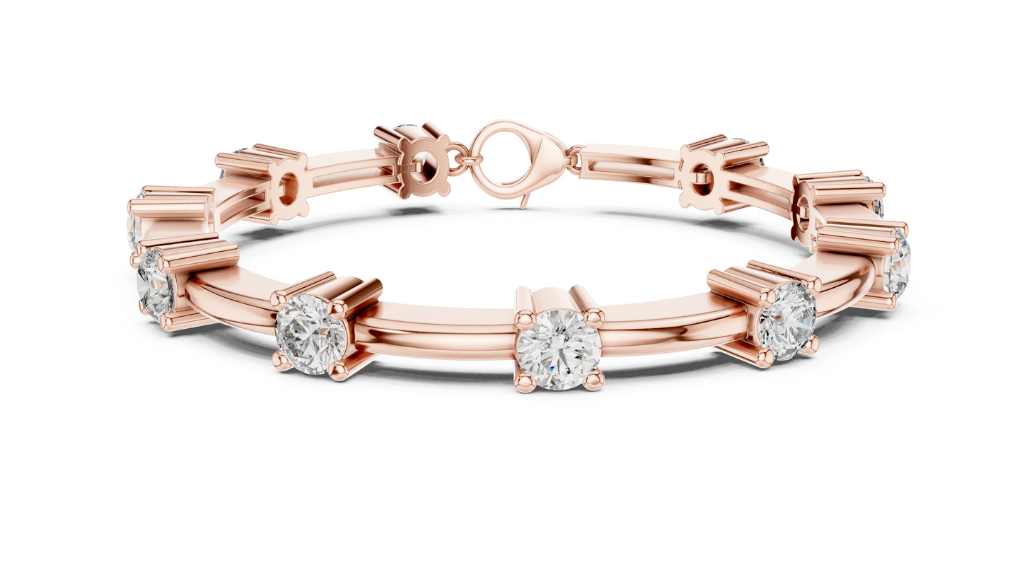 18k Rose Gold Round Lab-Grown Diamond Bridal Bracelet for Women | Pure Carat
