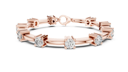18k Rose Gold Round Lab-Grown Diamond Bridal Bracelet for Women | Pure Carat