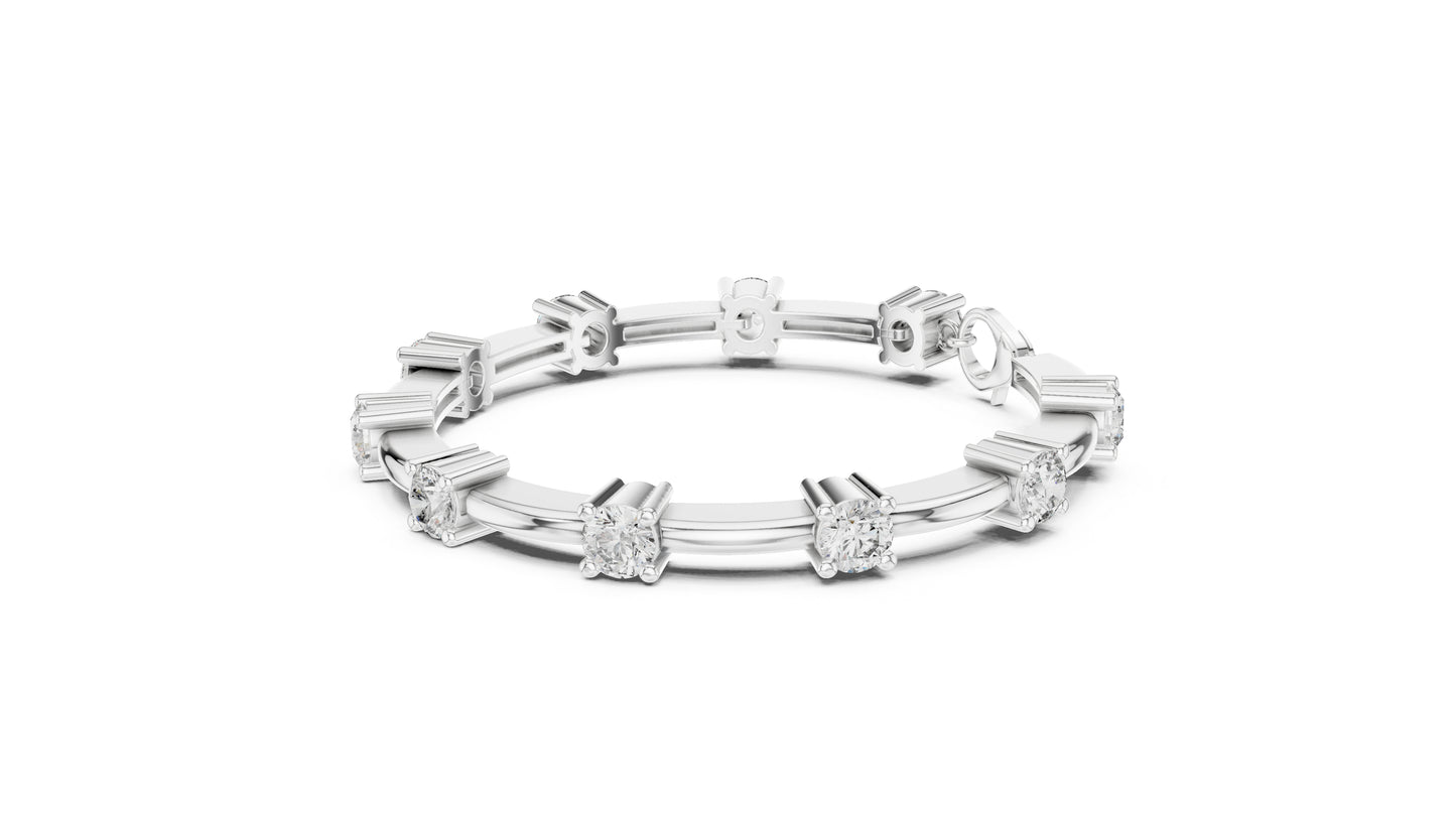 18k Rose Gold Round Lab-Grown Diamond Bridal Bracelet for Women | Pure Carat