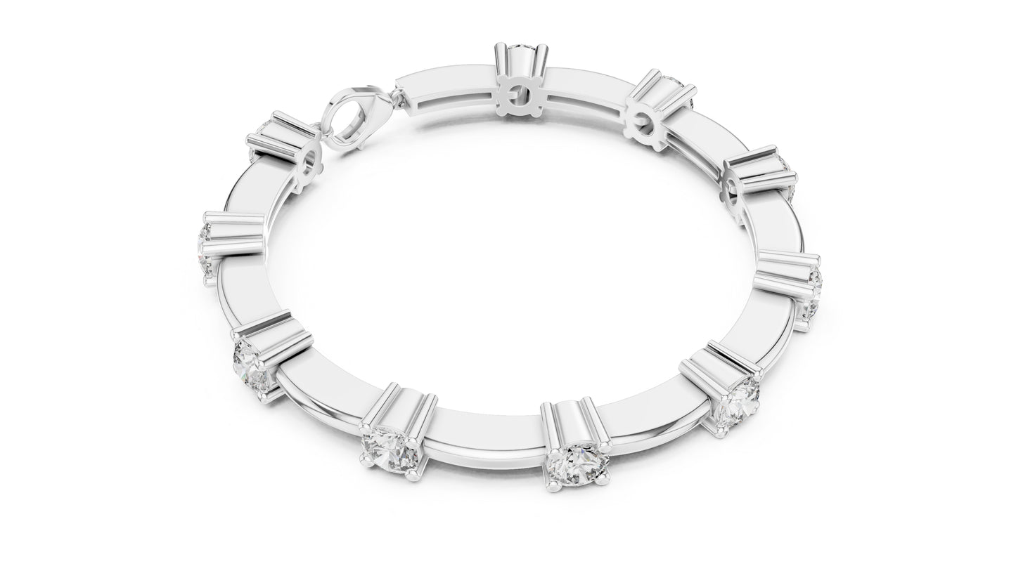 18k Rose Gold Round Lab-Grown Diamond Bridal Bracelet for Women | Pure Carat