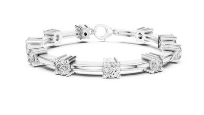 18k Rose Gold Round Lab-Grown Diamond Bridal Bracelet for Women | Pure Carat