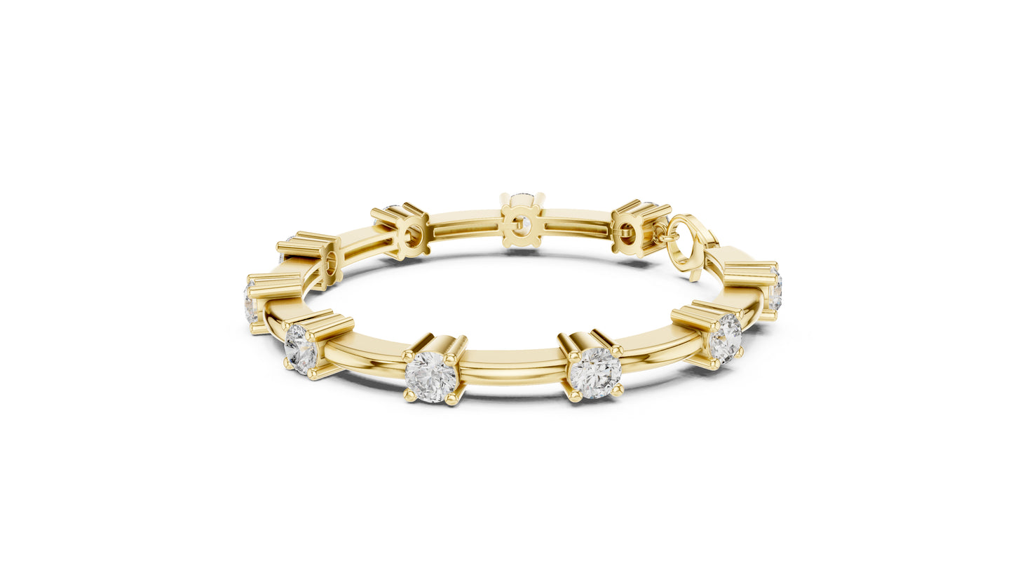 18k Rose Gold Round Lab-Grown Diamond Bridal Bracelet for Women | Pure Carat