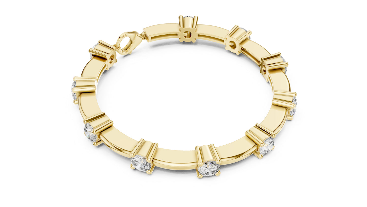 18k Rose Gold Round Lab-Grown Diamond Bridal Bracelet for Women | Pure Carat