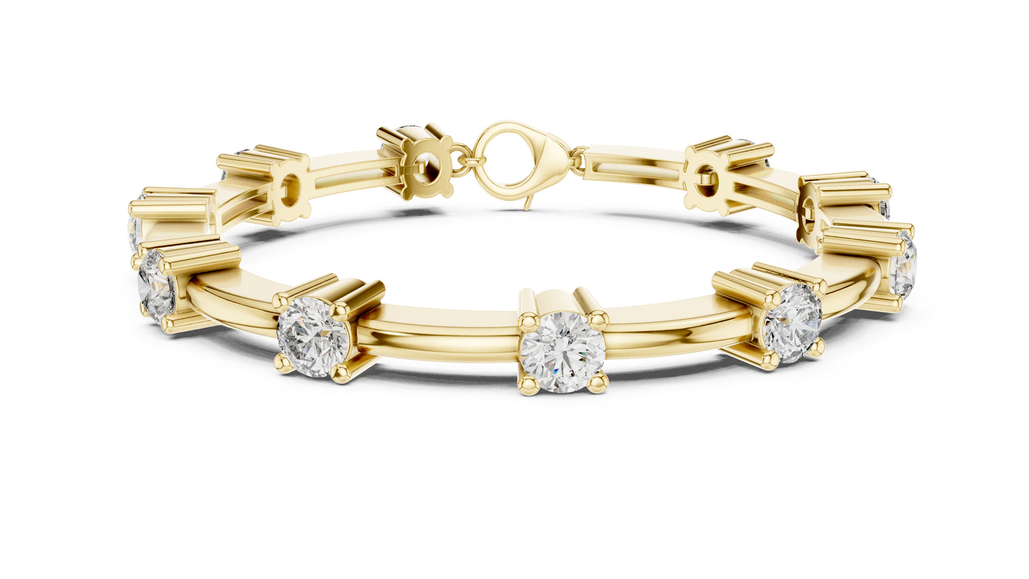 18k Rose Gold Round Lab-Grown Diamond Bridal Bracelet for Women | Pure Carat
