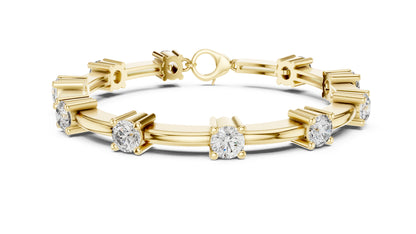 18k Rose Gold Round Lab-Grown Diamond Bridal Bracelet for Women | Pure Carat