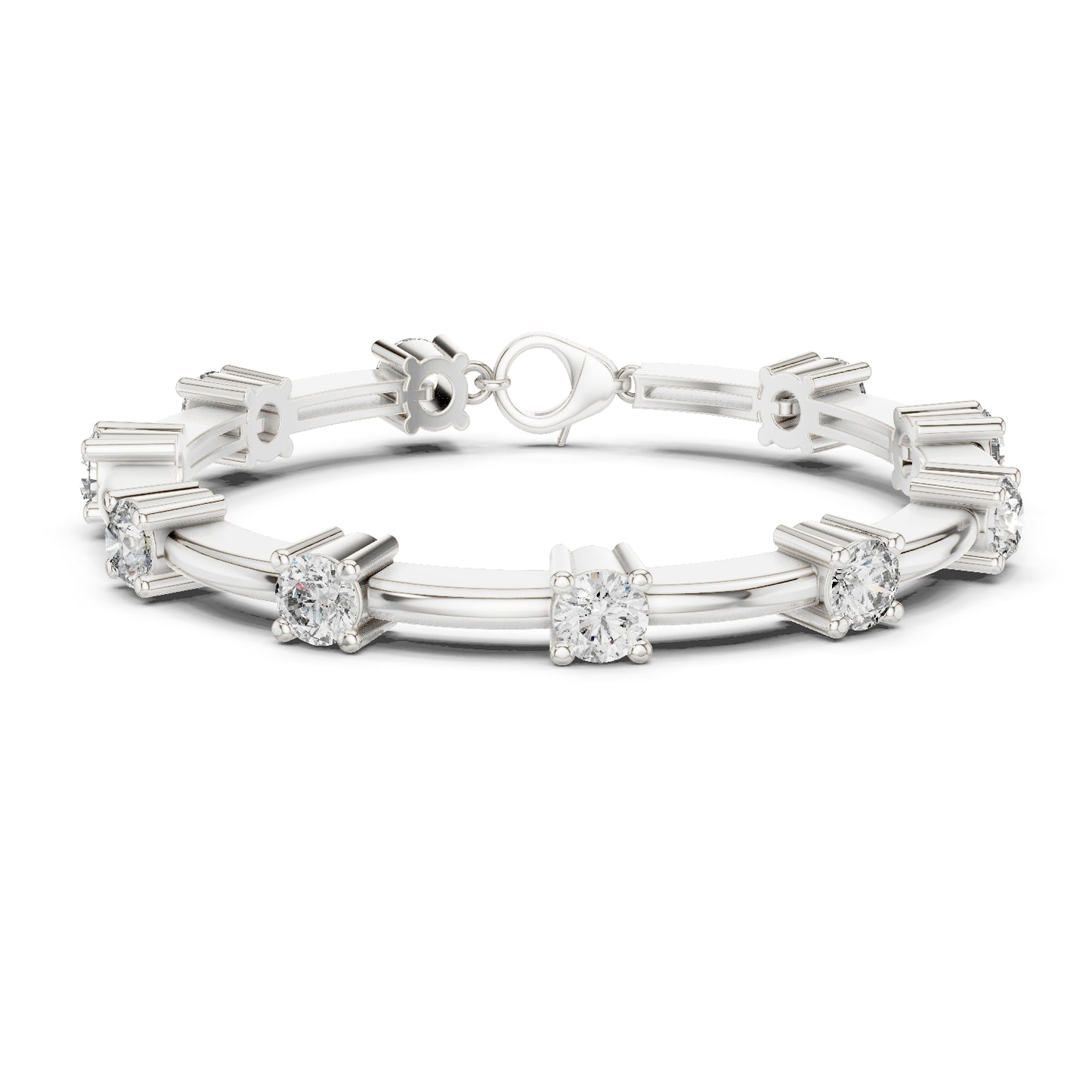 18k Rose Gold Round Lab-Grown Diamond Bridal Bracelet for Women | Pure Carat