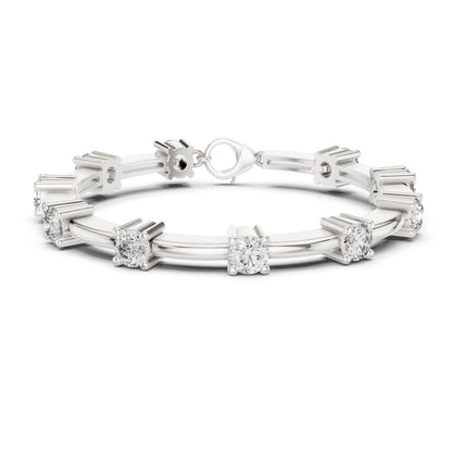 18k Rose Gold Round Lab-Grown Diamond Bridal Bracelet for Women | Pure Carat