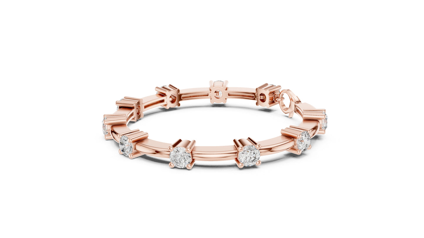18k Rose Gold Round Lab-Grown Diamond Bridal Bracelet for Women | Pure Carat