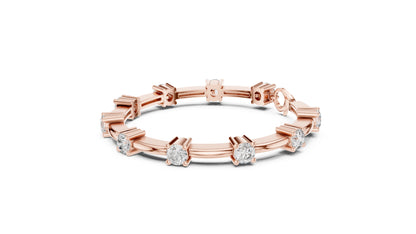 18k Rose Gold Round Lab-Grown Diamond Bridal Bracelet for Women | Pure Carat