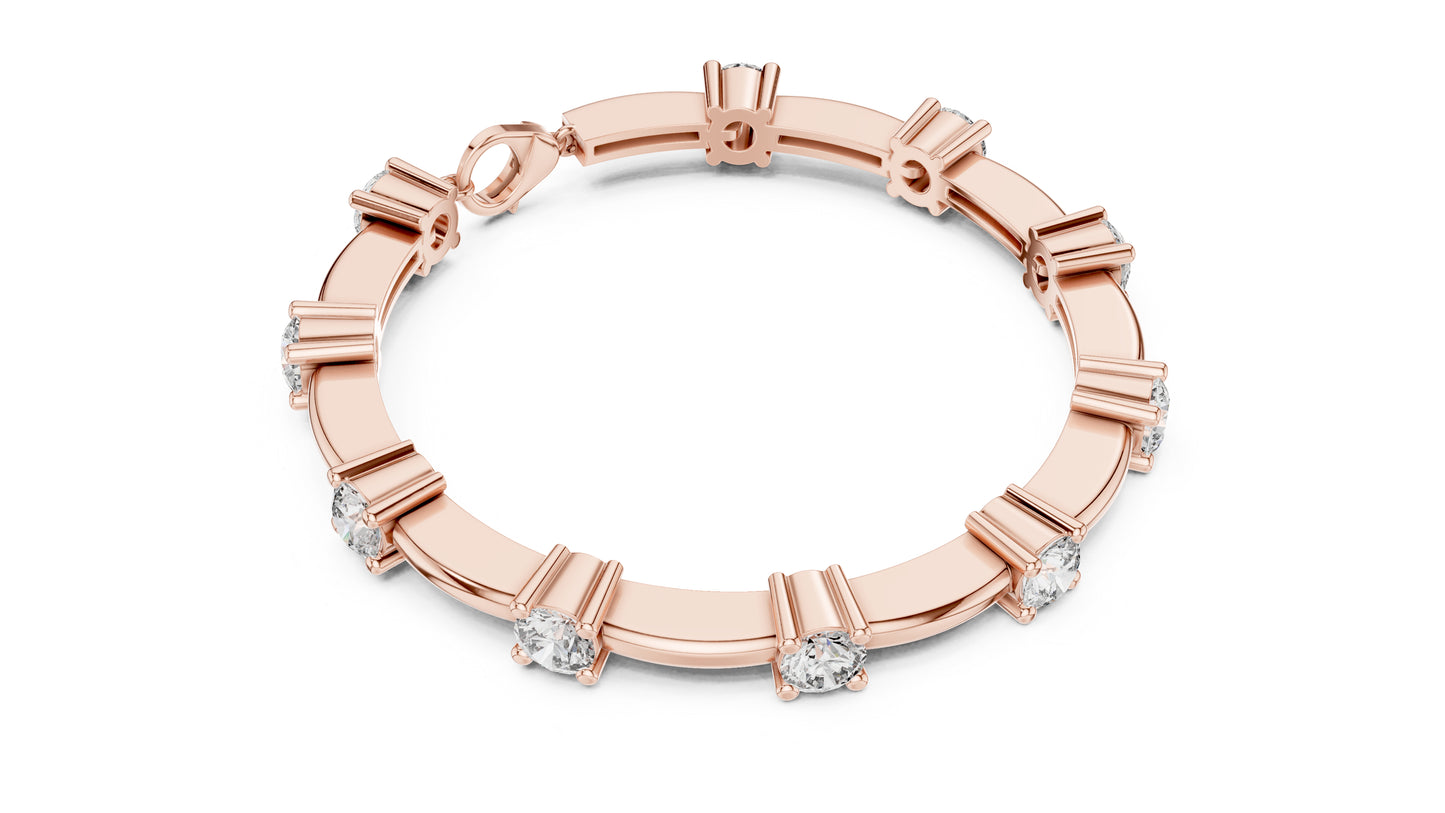 18k Rose Gold Round Lab-Grown Diamond Bridal Bracelet for Women | Pure Carat