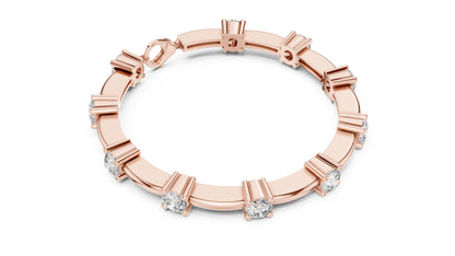18k Rose Gold Round Lab-Grown Diamond Bridal Bracelet for Women | Pure Carat