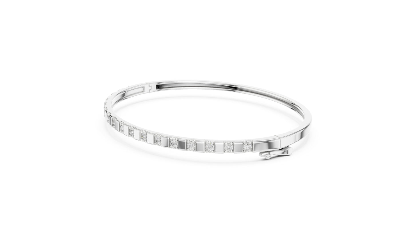 14k White Gold Round Lab-Grown Diamond Office Wear Bracelet | Pure Carat