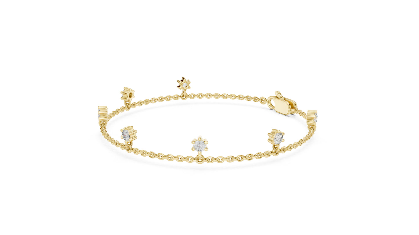 14k Yellow Gold Round Lab-Grown Diamond Everyday Wear Bracelet for Women | Pure Carat