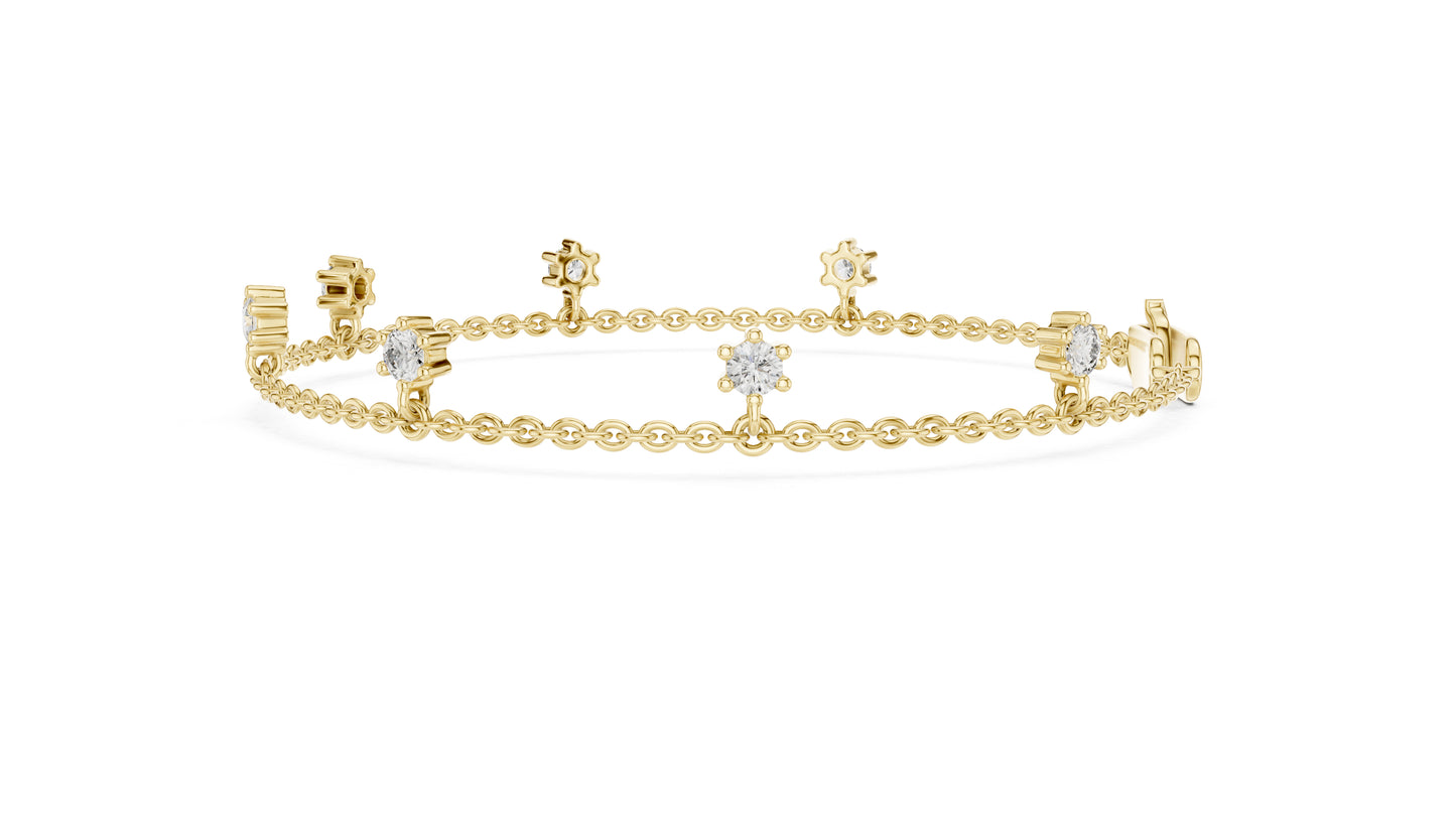 14k Yellow Gold Round Lab-Grown Diamond Everyday Wear Bracelet for Women | Pure Carat
