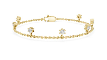 14k Yellow Gold Round Lab-Grown Diamond Everyday Wear Bracelet for Women | Pure Carat
