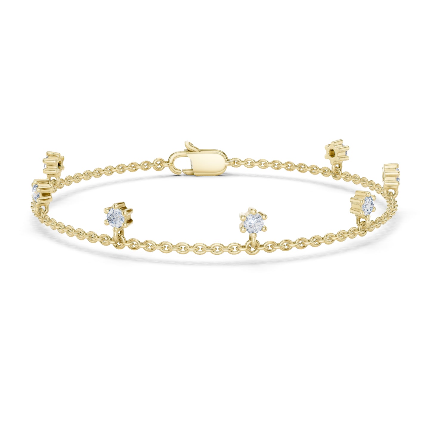 14k Yellow Gold Round Lab-Grown Diamond Everyday Wear Bracelet for Women | Pure Carat