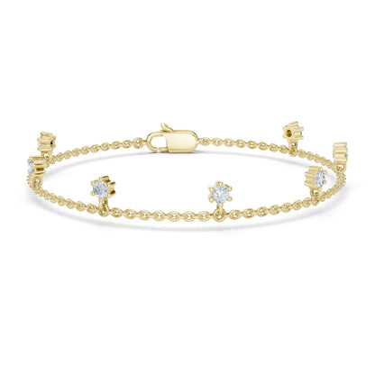 14k Yellow Gold Round Lab-Grown Diamond Everyday Wear Bracelet for Women | Pure Carat