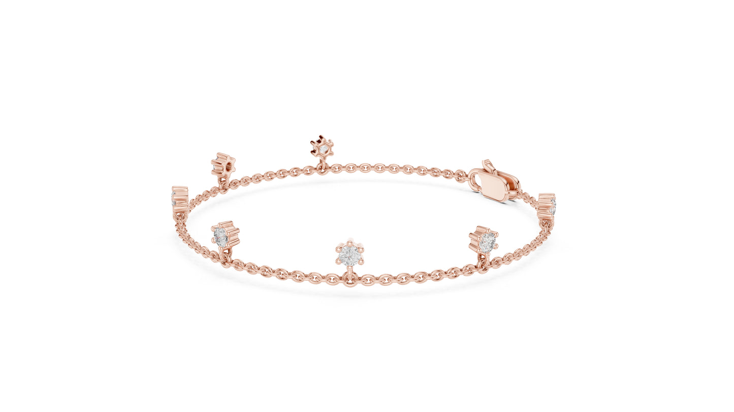 14k Yellow Gold Round Lab-Grown Diamond Everyday Wear Bracelet for Women | Pure Carat