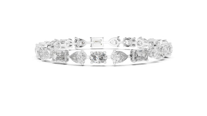 18k White Gold Oval/Pear/Emerald Lab-Grown Diamond Wedding Bracelet for Women | Pure Carat