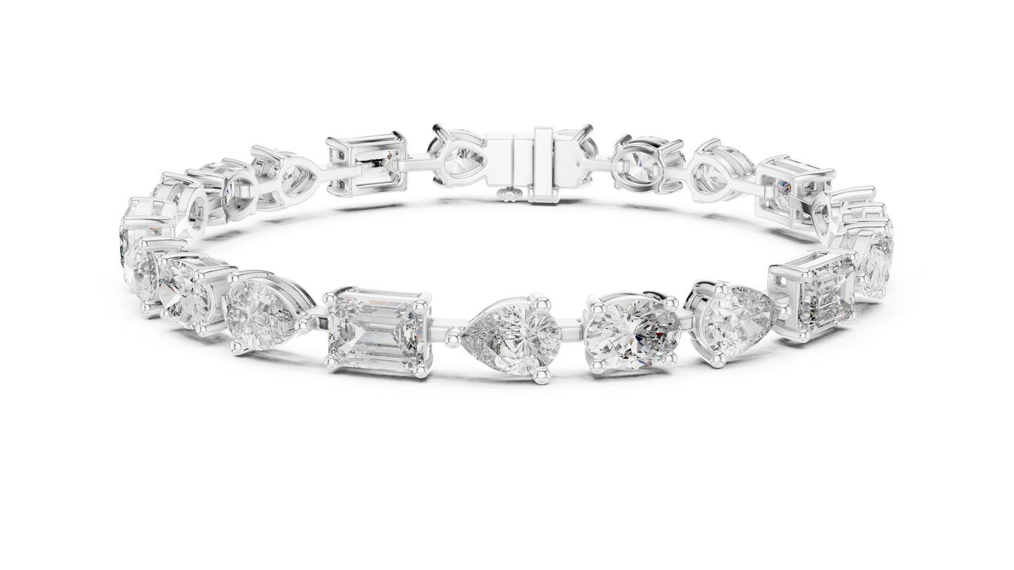 18k White Gold Oval/Pear/Emerald Lab-Grown Diamond Wedding Bracelet for Women | Pure Carat