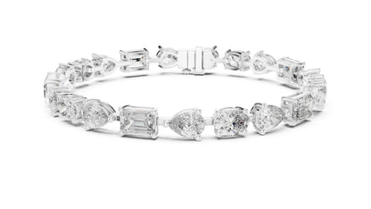 18k White Gold Oval/Pear/Emerald Lab-Grown Diamond Wedding Bracelet for Women | Pure Carat