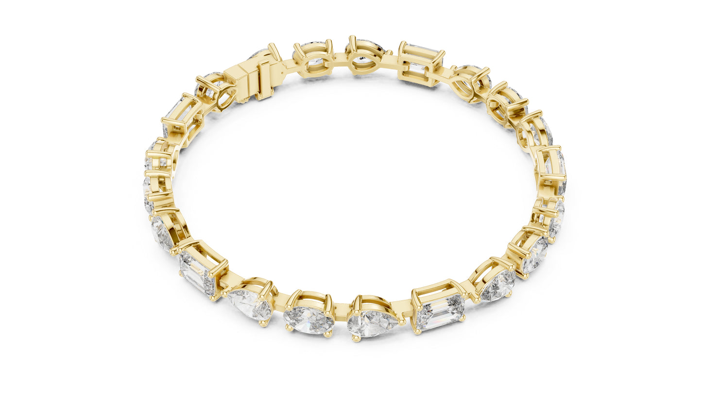 18k White Gold Oval/Pear/Emerald Lab-Grown Diamond Wedding Bracelet for Women | Pure Carat