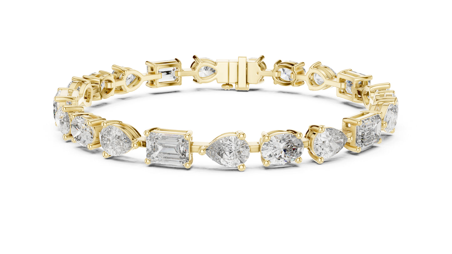 18k White Gold Oval/Pear/Emerald Lab-Grown Diamond Wedding Bracelet for Women | Pure Carat