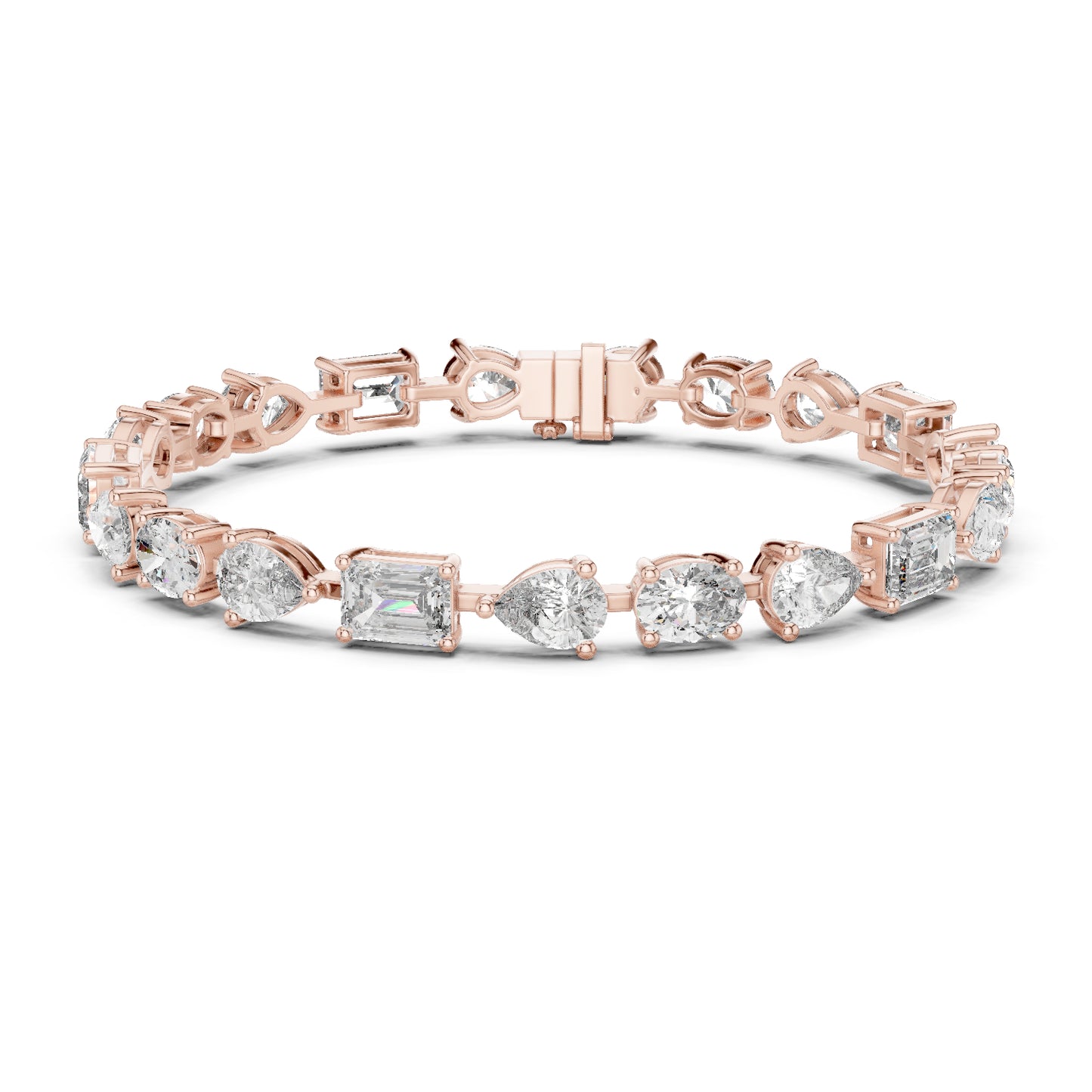 18k White Gold Oval/Pear/Emerald Lab-Grown Diamond Wedding Bracelet for Women | Pure Carat