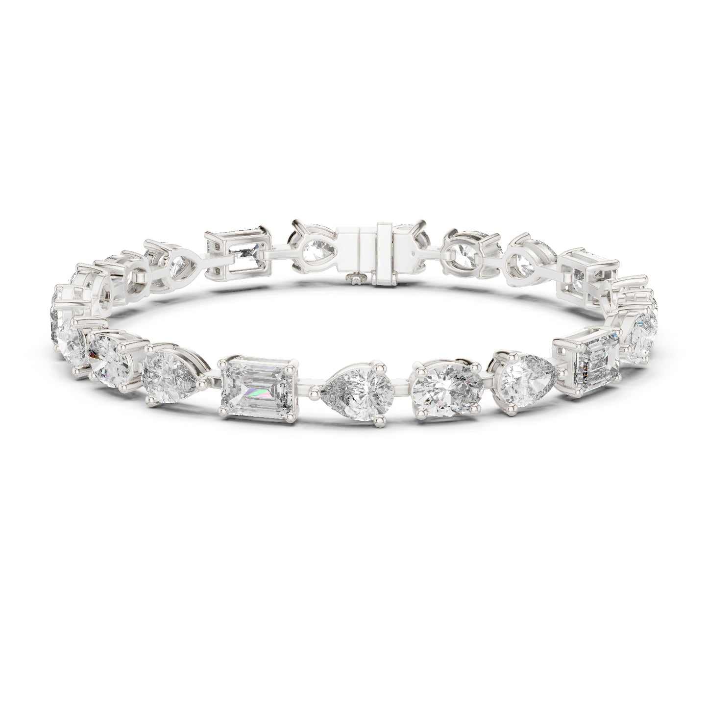 18k White Gold Oval/Pear/Emerald Lab-Grown Diamond Wedding Bracelet for Women | Pure Carat