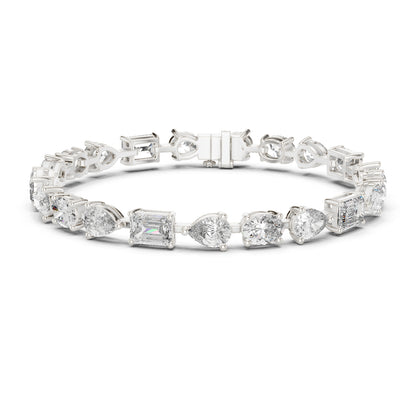 18k White Gold Oval/Pear/Emerald Lab-Grown Diamond Wedding Bracelet for Women | Pure Carat