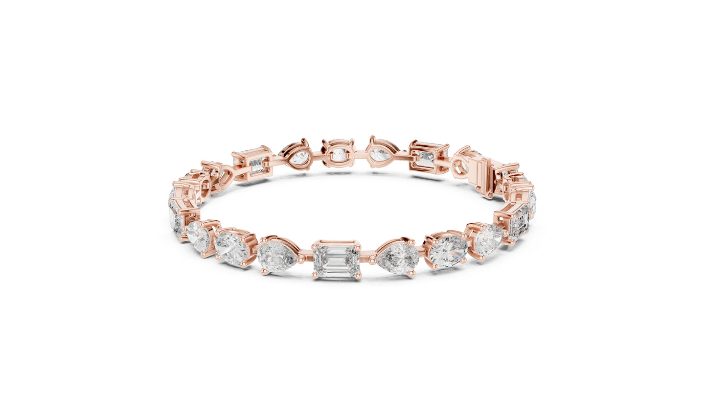 18k White Gold Oval/Pear/Emerald Lab-Grown Diamond Wedding Bracelet for Women | Pure Carat