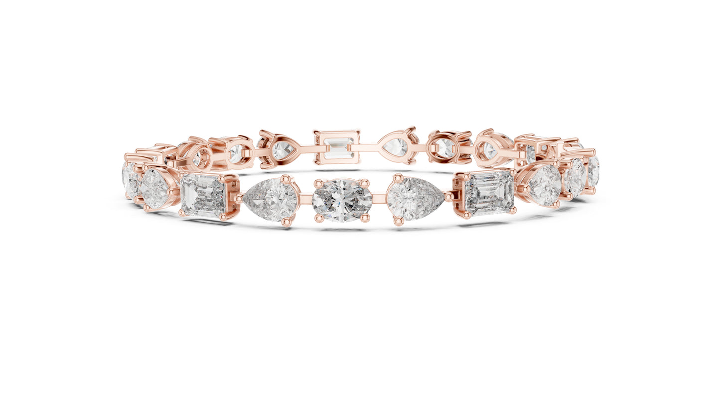 18k White Gold Oval/Pear/Emerald Lab-Grown Diamond Wedding Bracelet for Women | Pure Carat