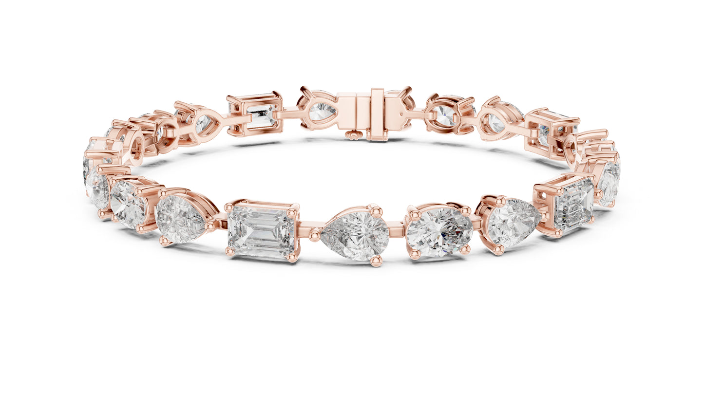 18k White Gold Oval/Pear/Emerald Lab-Grown Diamond Wedding Bracelet for Women | Pure Carat