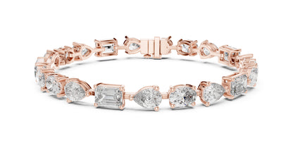 18k White Gold Oval/Pear/Emerald Lab-Grown Diamond Wedding Bracelet for Women | Pure Carat