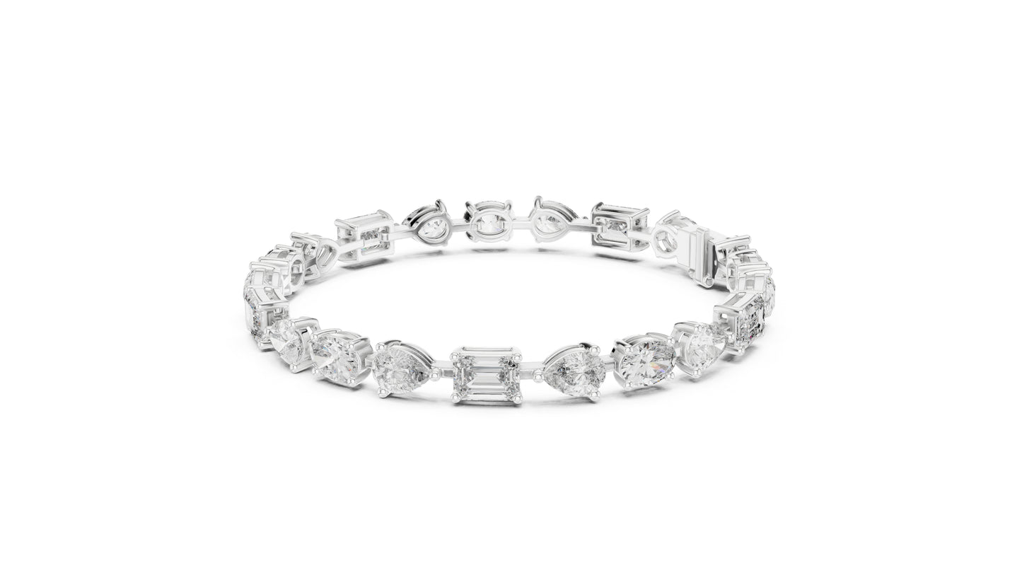 18k White Gold Oval/Pear/Emerald Lab-Grown Diamond Wedding Bracelet for Women | Pure Carat