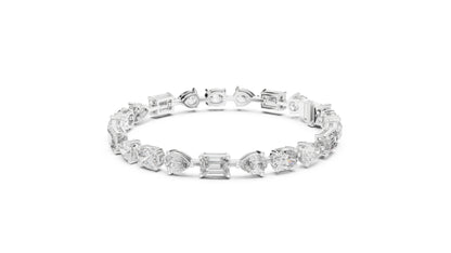 18k White Gold Oval/Pear/Emerald Lab-Grown Diamond Wedding Bracelet for Women | Pure Carat