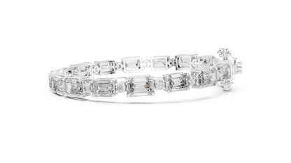 14k Rose Gold Emerald/Round Lab-Grown Diamond Engagement Bracelet | Pure Carat