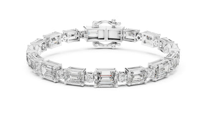 14k Rose Gold Emerald/Round Lab-Grown Diamond Engagement Bracelet | Pure Carat