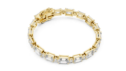 14k Rose Gold Emerald/Round Lab-Grown Diamond Engagement Bracelet | Pure Carat