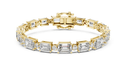 14k Rose Gold Emerald/Round Lab-Grown Diamond Engagement Bracelet | Pure Carat