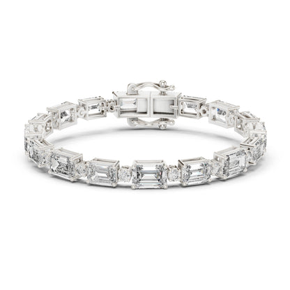 14k Rose Gold Emerald/Round Lab-Grown Diamond Engagement Bracelet | Pure Carat