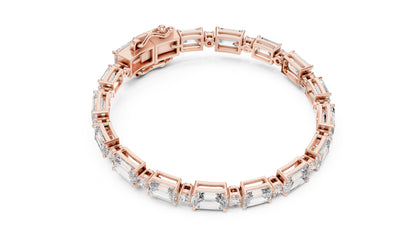14k Rose Gold Emerald/Round Lab-Grown Diamond Engagement Bracelet | Pure Carat