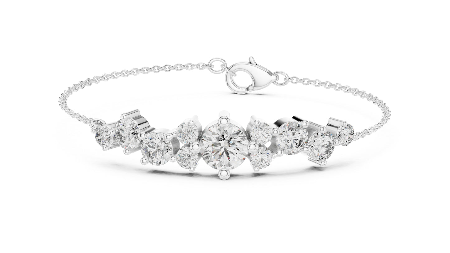 14k Yellow Gold Round Lab-Grown Diamond Party Wear Bracelet for Women | Pure Carat