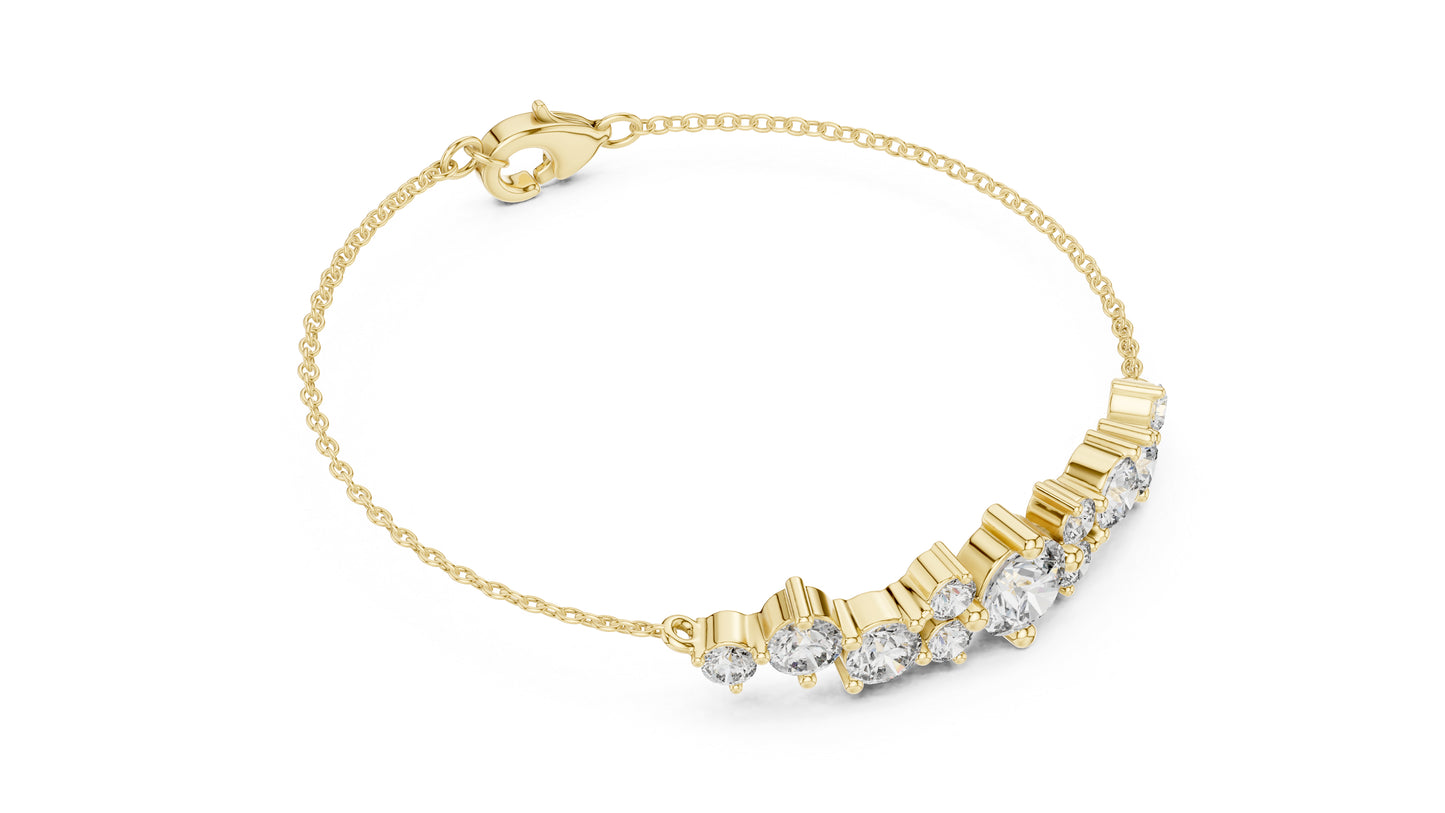 14k Yellow Gold Round Lab-Grown Diamond Party Wear Bracelet for Women | Pure Carat