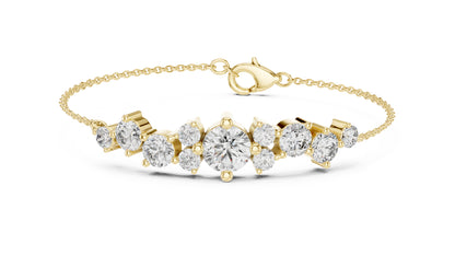 14k Yellow Gold Round Lab-Grown Diamond Party Wear Bracelet for Women | Pure Carat
