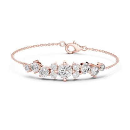 14k Yellow Gold Round Lab-Grown Diamond Party Wear Bracelet for Women | Pure Carat