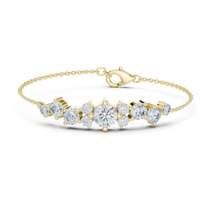 14k Yellow Gold Round Lab-Grown Diamond Party Wear Bracelet for Women | Pure Carat